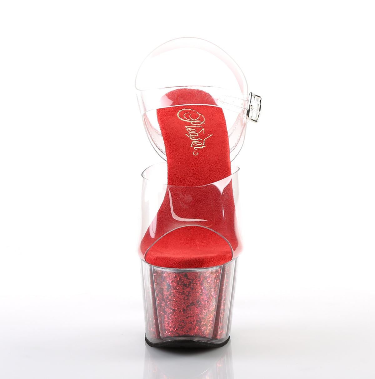 Pleaser Damen Sandalen ADORE-708g CLR / Red Glitzereinsätze