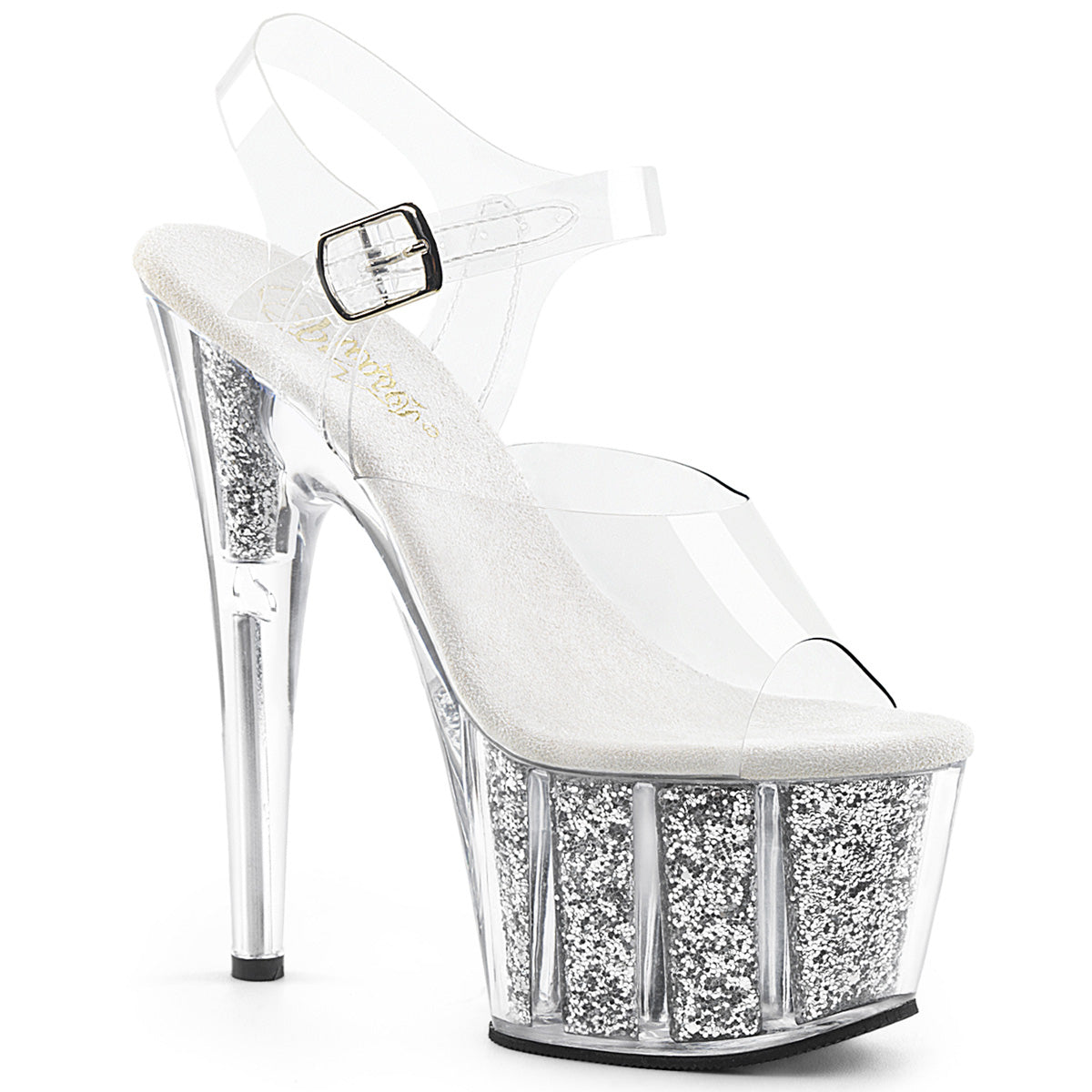 Pleaser Damen Sandalen ADORE-708G CLR / Silberglittereinsätze