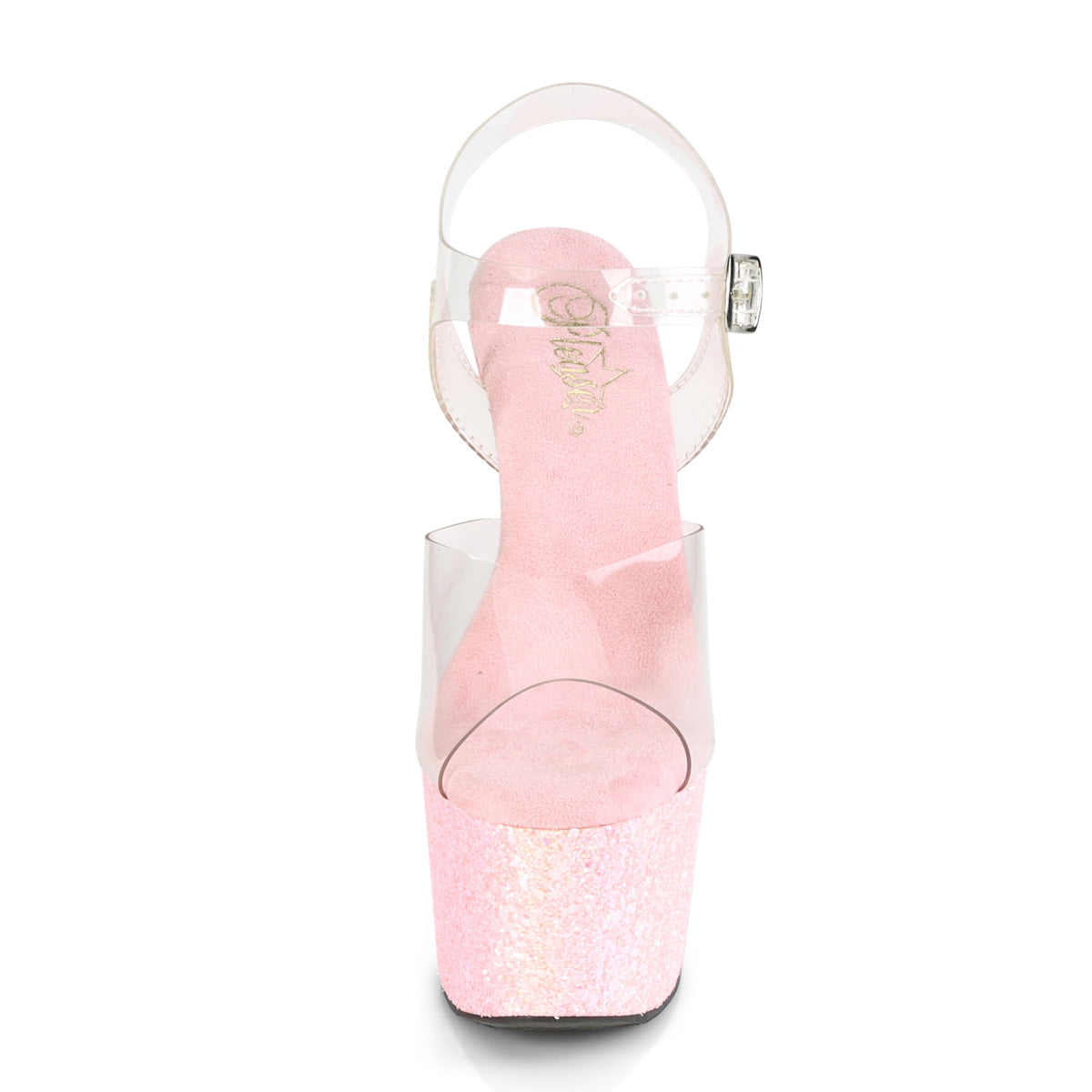 Pleaser Damen Sandalen ADORE-708LG CLR / B. Rosa Glitter