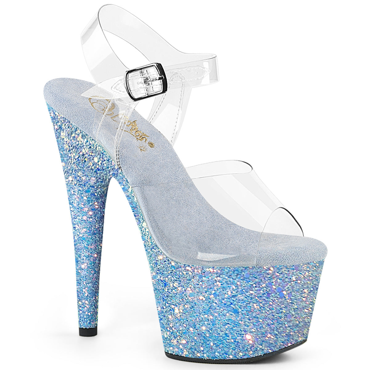 Pleaser ADORE-708LG Clr/B. Blue Glitter