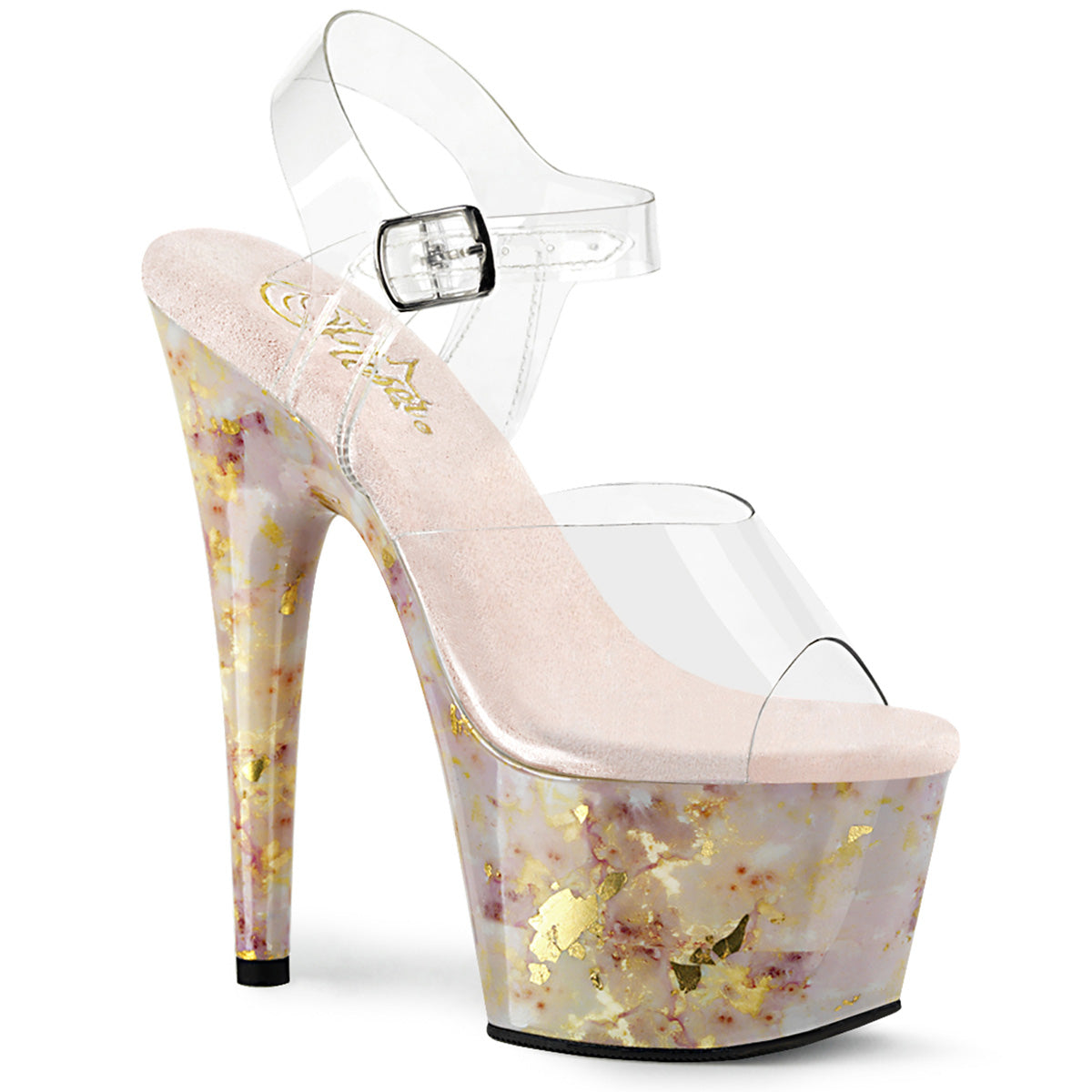 Pleaser Sandalen ADORE-708MB CLR / Blush-Gold-Marmor
