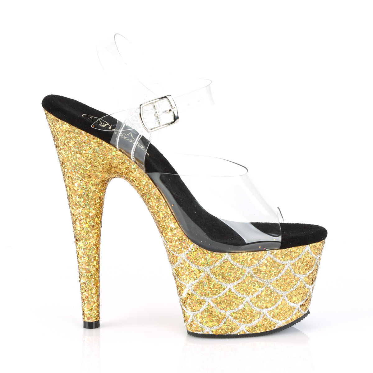 Pleaser Damen Sandalen ADORE-708msLG CLR / Gold Multi Glitter