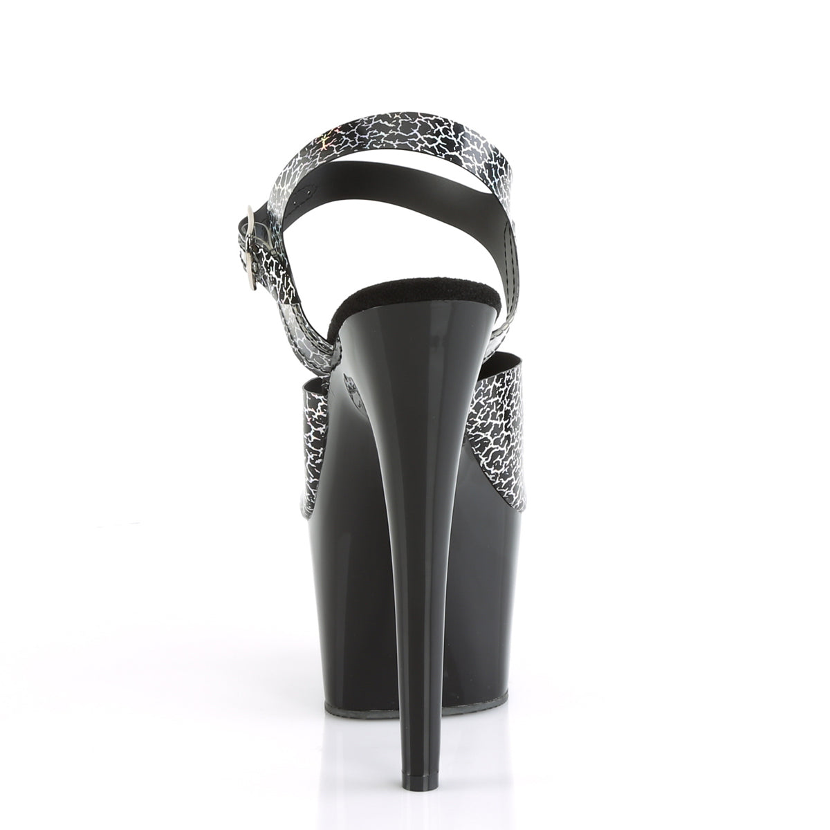 Pleaser Damen Sandalen ADORE-708n-ck BLK-Crackle-Hologramm-TPU / BLK