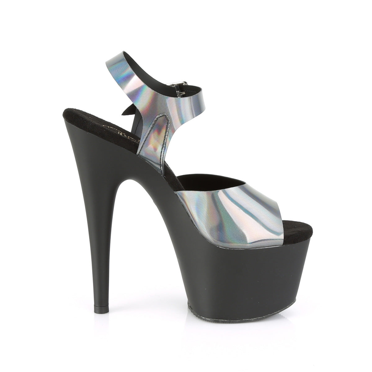 Pleaser Damen Sandalen ADORE-708n-dt Zinn Hologramm TPU / BLK Matte