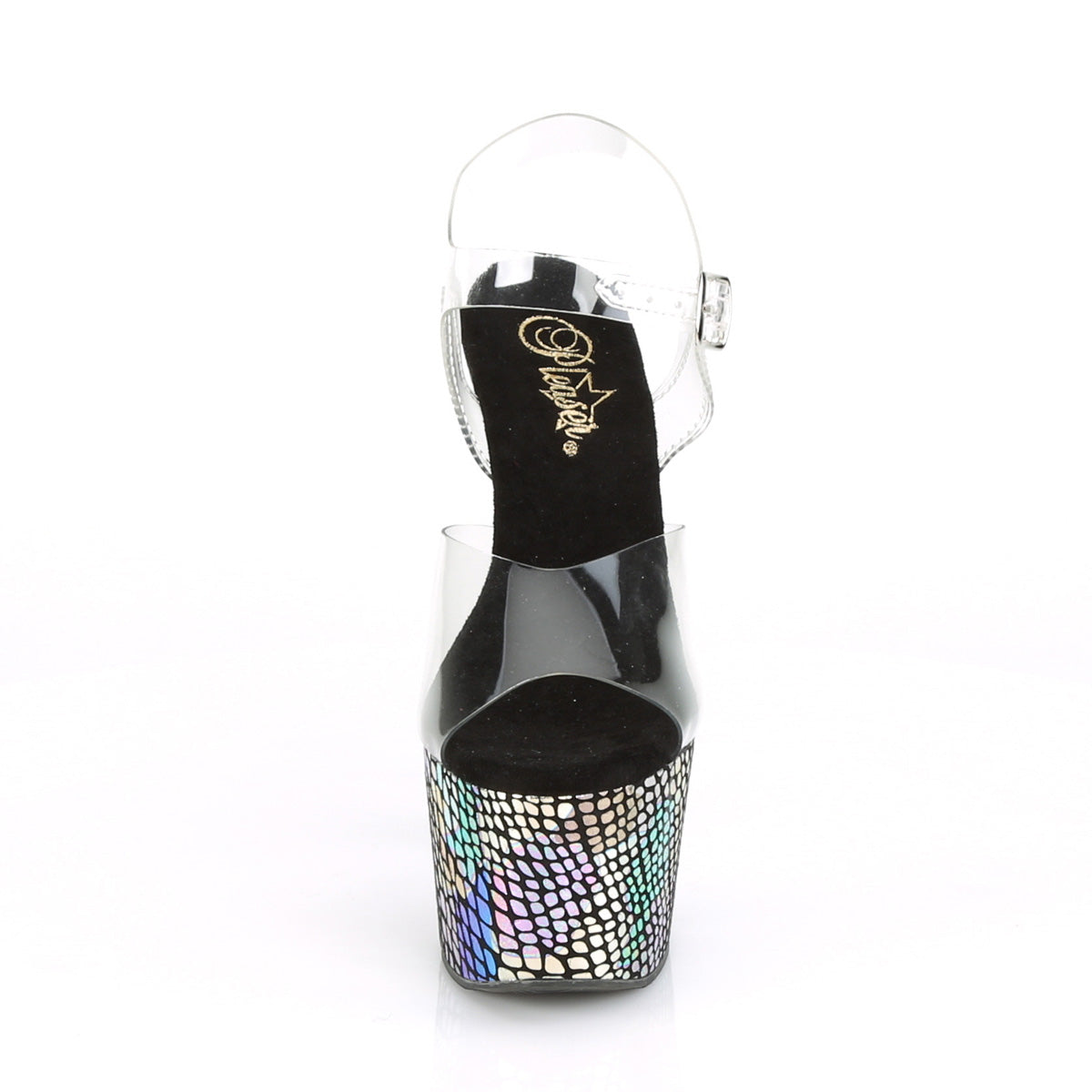 Pleaser Womens Sandals ADORE-708SP Clr/Purple Holo Wrapped