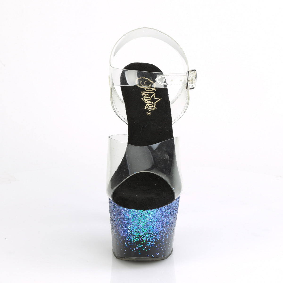Pleaser Damen Sandalen ADORE-708SSS CLR / BLK-Blue Multi Glitter