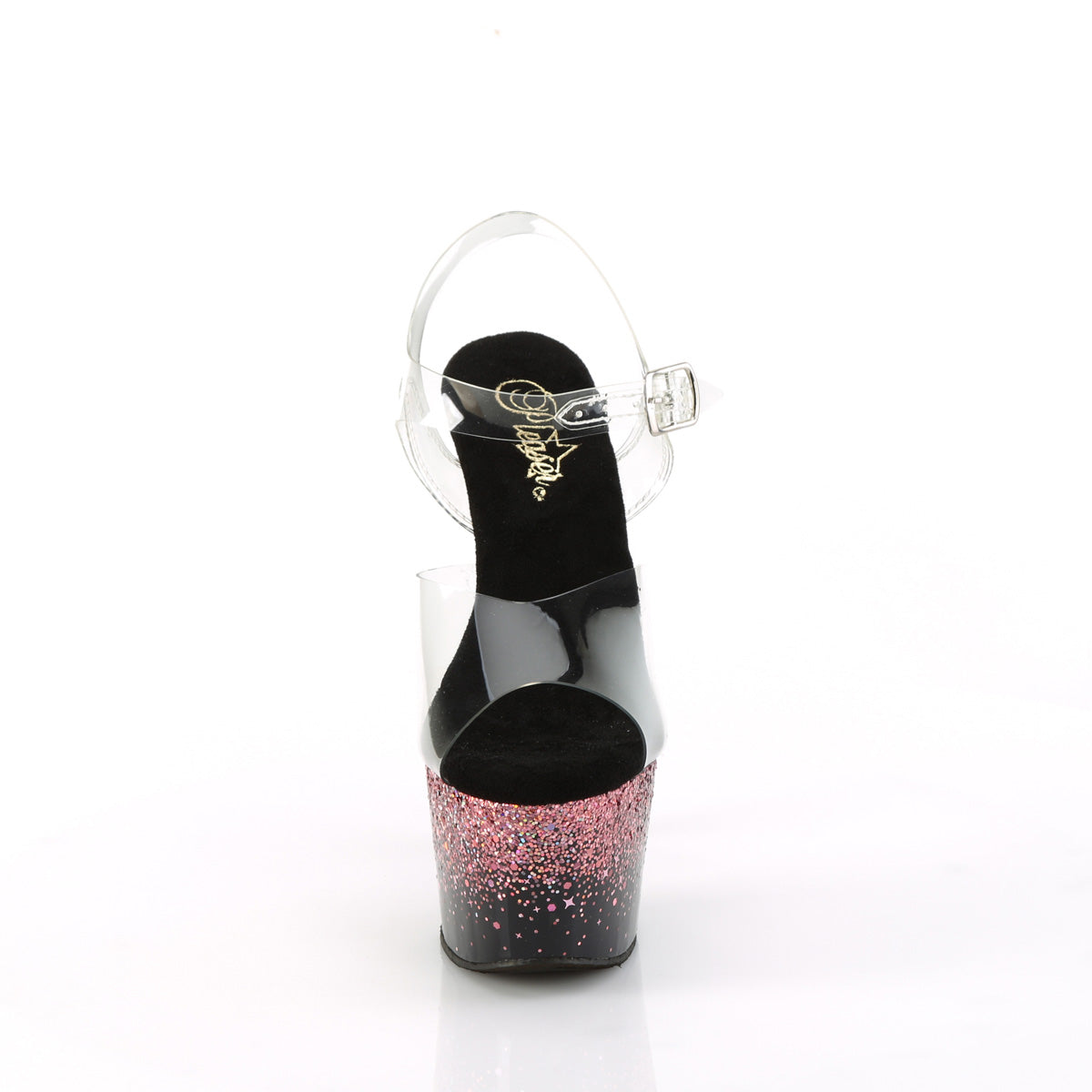 Pleaser ADORE-708SS CLR/BLK-Pink Multi Glitter