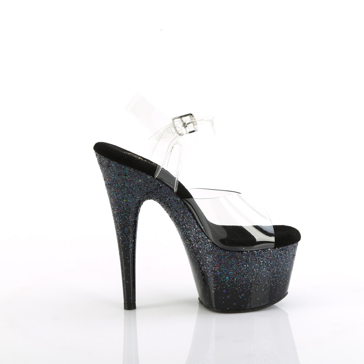 Pleaser ADORE-708SS CLR/BLK Multi Glitter