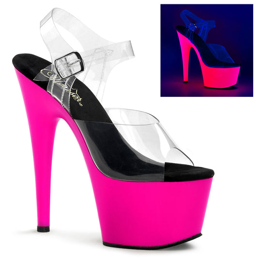 Pleaser Damen Sandalen ADORE-708UV CLR / NEON PINK