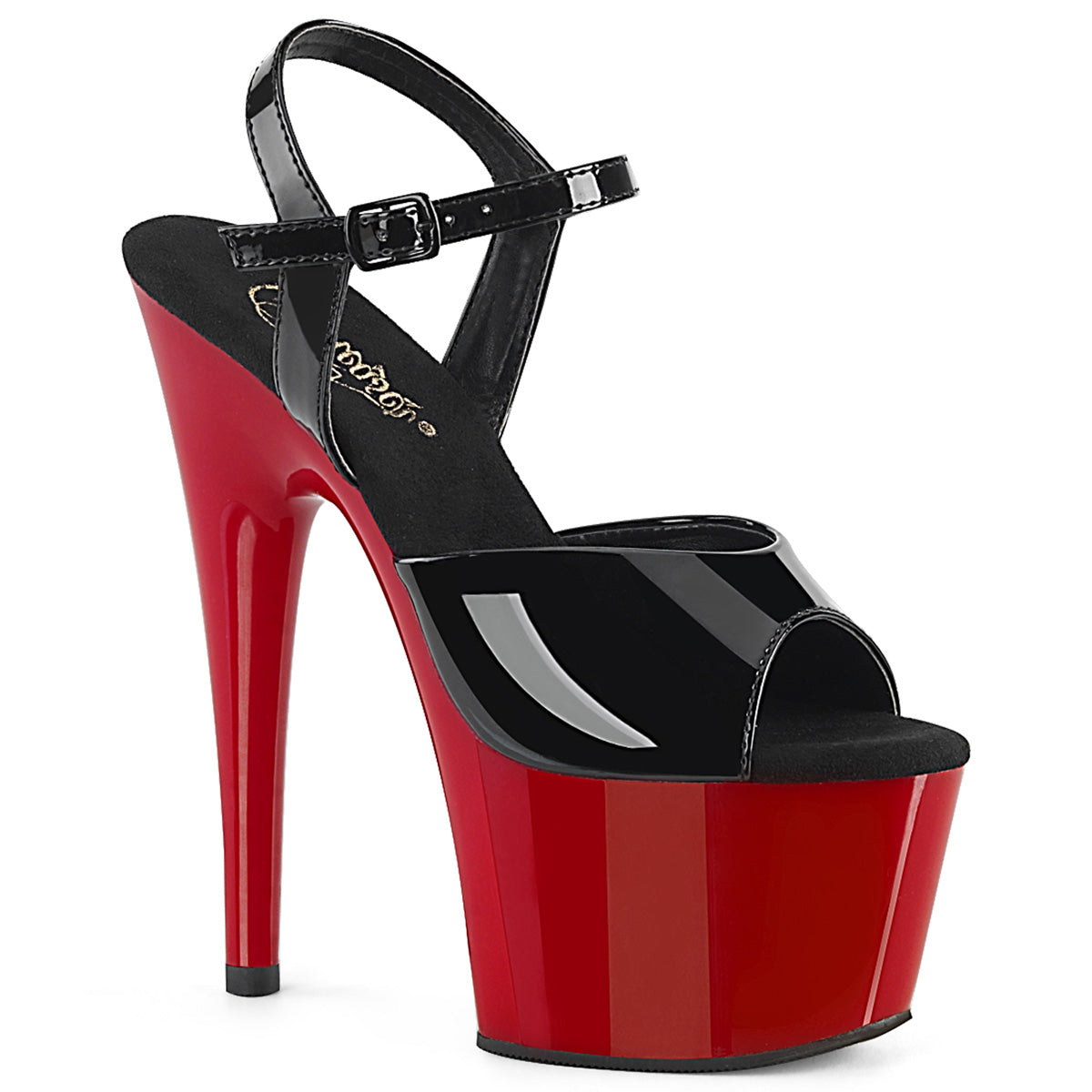 Pleaser Damen Sandalen ADORE-709 blk pat / rot