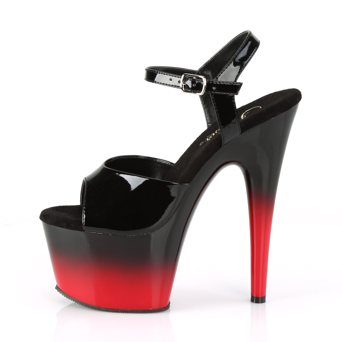 Pleaser Women's Platform Shoes ADORE-709BR-H Blk Pat/Blk-Red