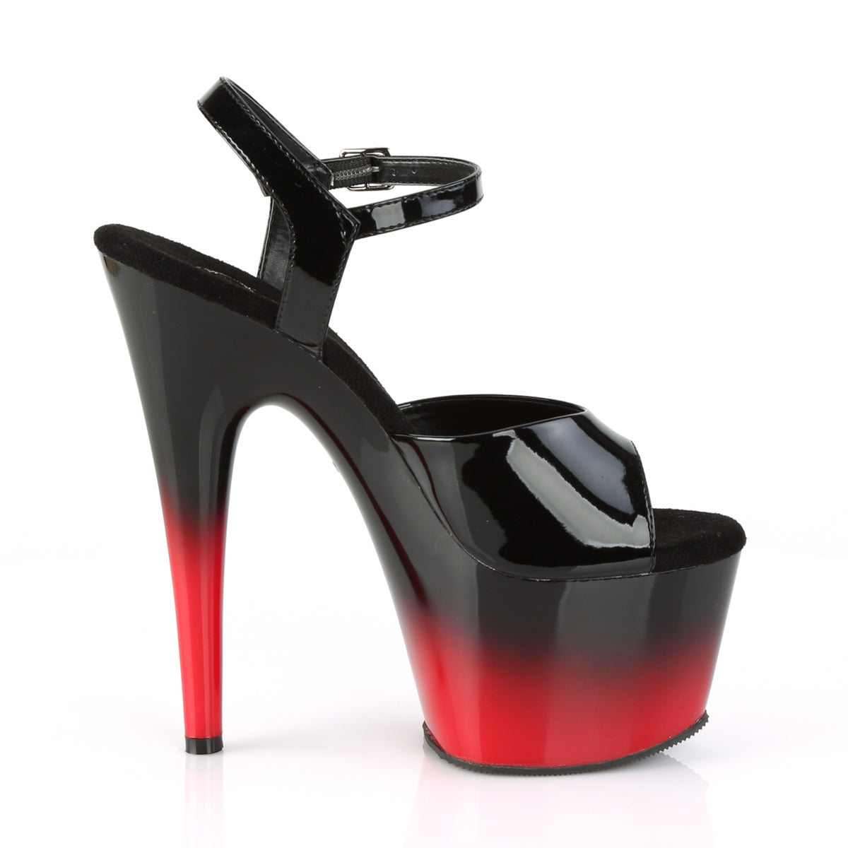 Pleaser Women's Platform Shoes ADORE-709BR-H Blk Pat/Blk-Red