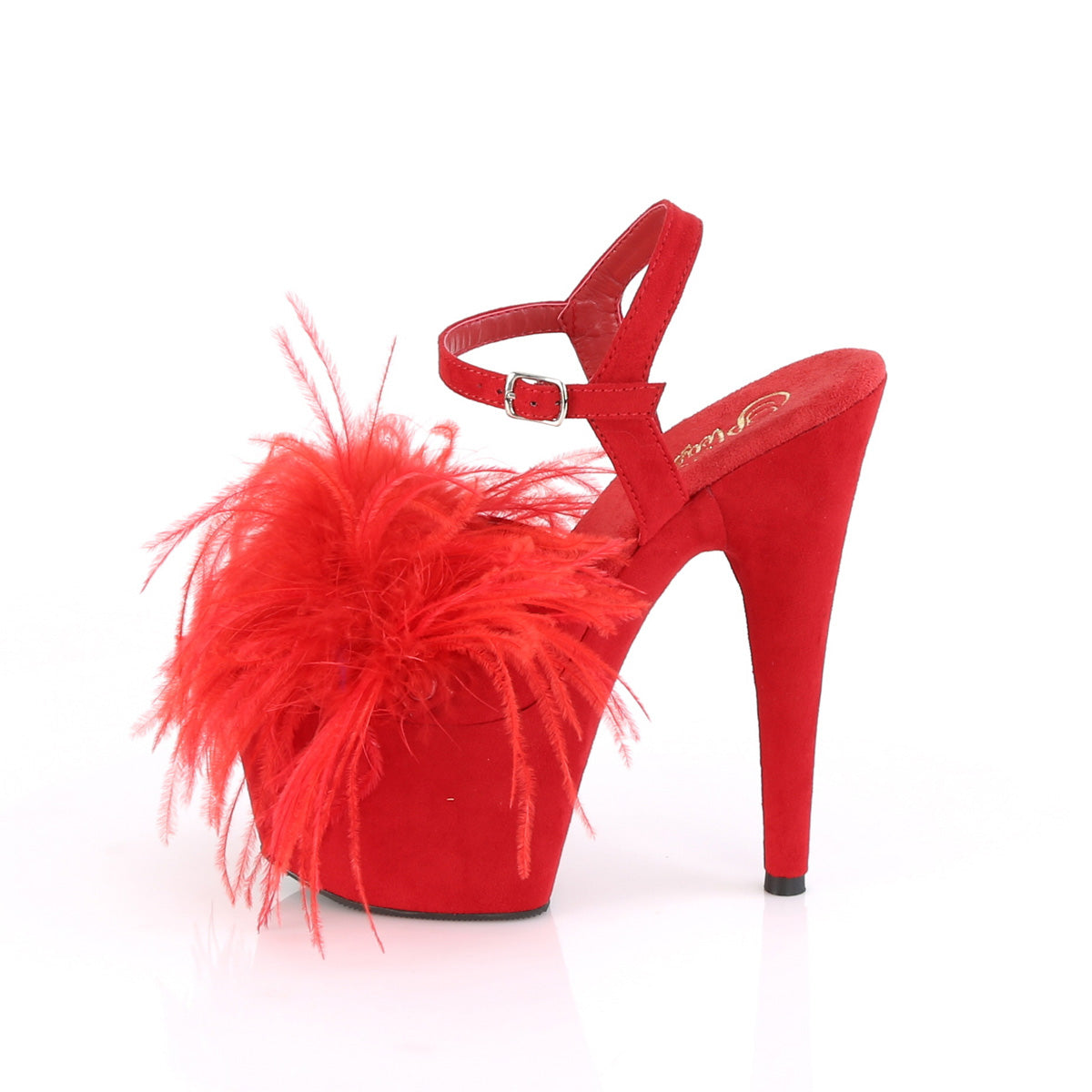 Pleaser Damen Sandalen ADORE-709F Red Faux Wildleder-Feder / Rot Faux Wildleder