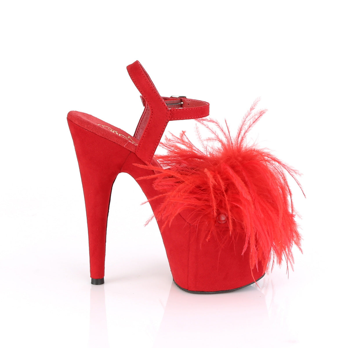 Pleaser Damen Sandalen ADORE-709F Red Faux Wildleder-Feder / Rot Faux Wildleder