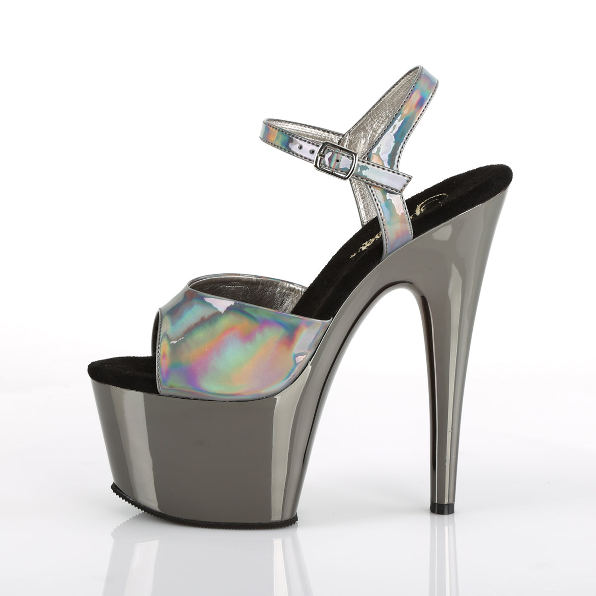 Pleaser Damen Sandalen ADORE-709Hgch Pewter Hologramm / Zinn Chrome