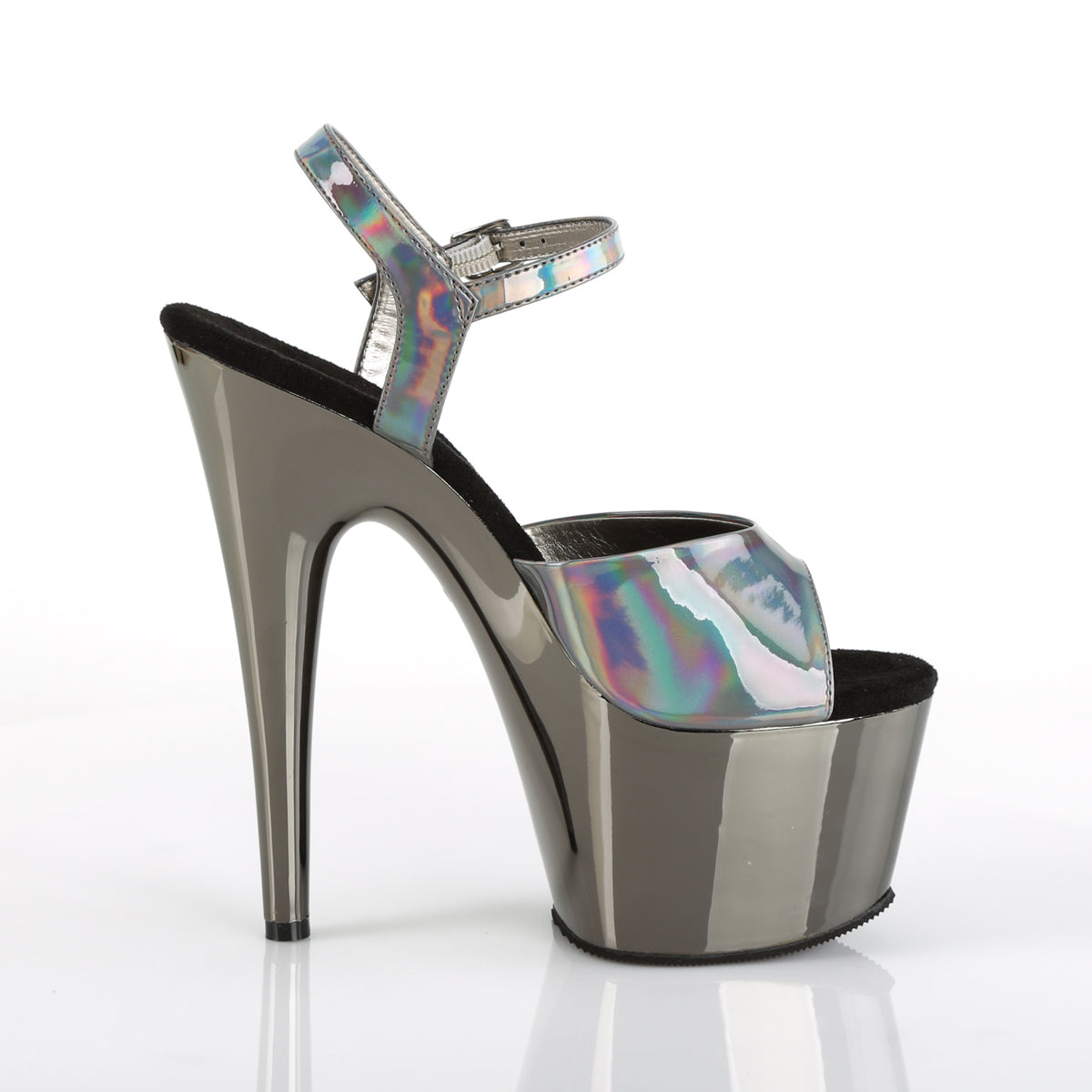 Pleaser Damen Sandalen ADORE-709Hgch Pewter Hologramm / Zinn Chrome