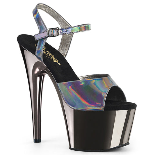 Pleaser Damen Sandalen ADORE-709Hgch Pewter Hologramm / Zinn Chrome
