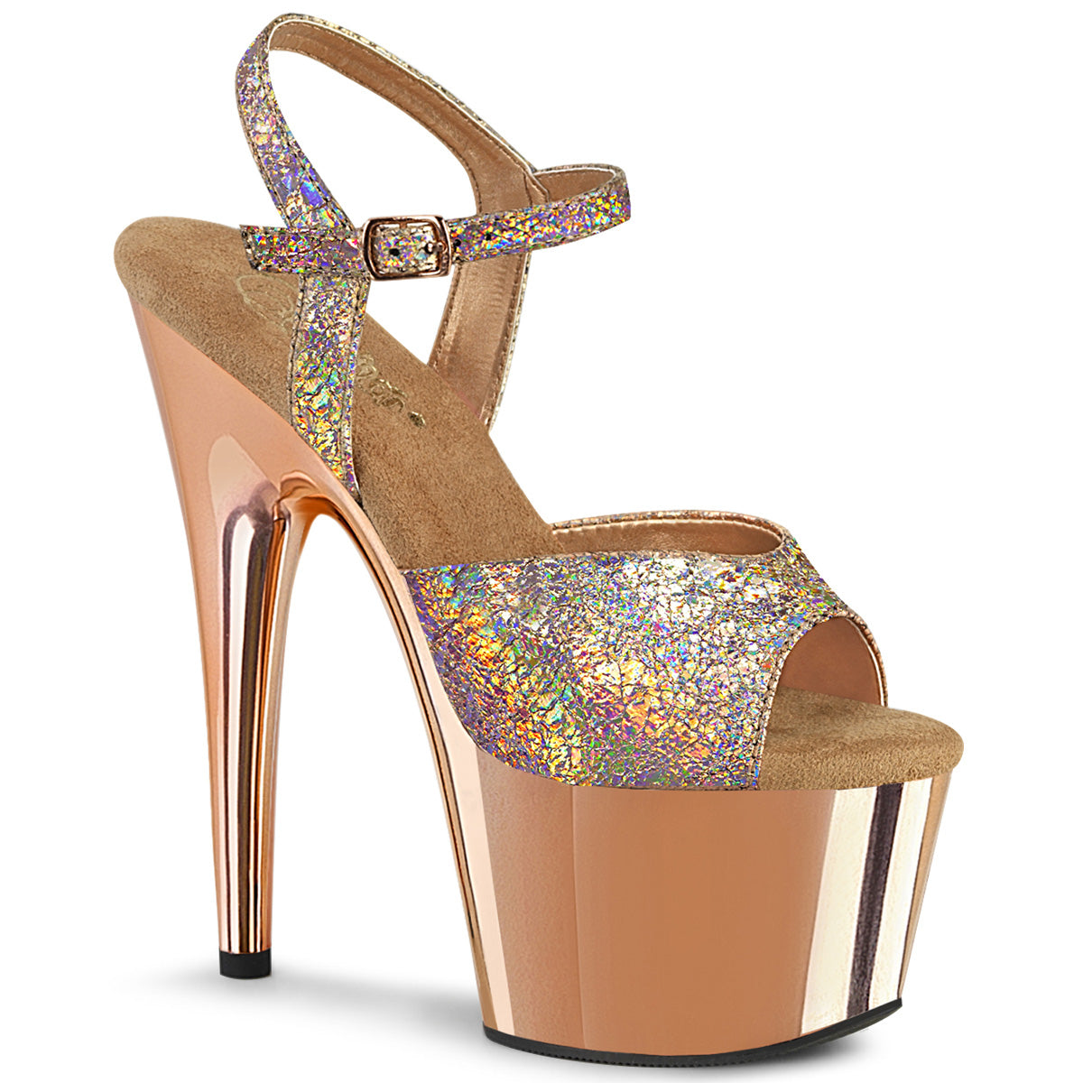Pleaser Sandalen ADORE-709HM Rose Gold Holo Metallic PU / Rose Gold Chrome