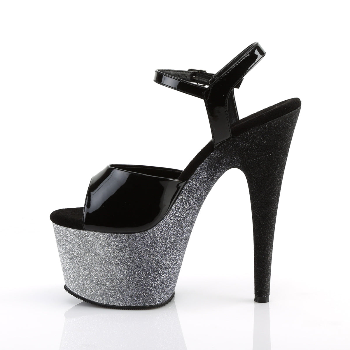 Pleaser Damen Sandalen ADORE-709ombre BLK Pat / SLV-BLK Ombre