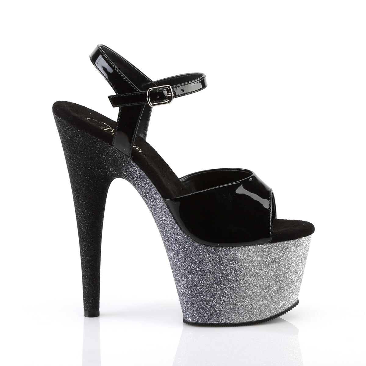 Pleaser Damen Sandalen ADORE-709ombre BLK Pat / SLV-BLK Ombre