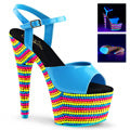 Pleaser Frauen Sandalen ADORE-709rbs Neon Blue Pat/Neon Multi