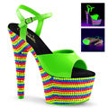 Pleaser Frauen Sandalen ADORE-709rbs Neon Green Pat/Neon Multi