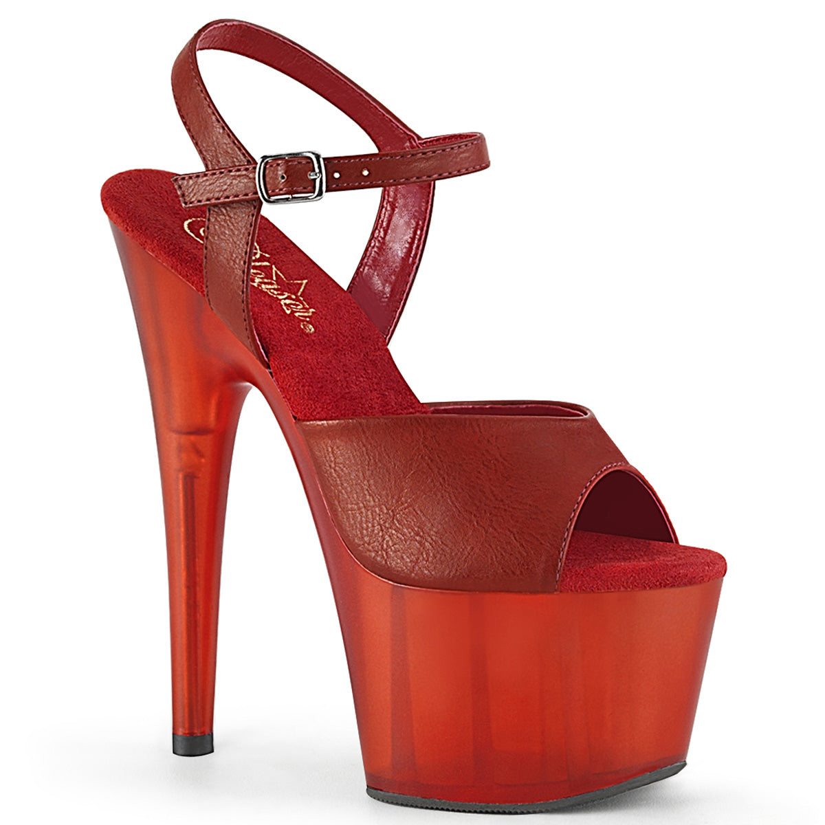 Pleaser Damen Sandalen ADORE-709T rotes Kunstleder / mattiertes Rot