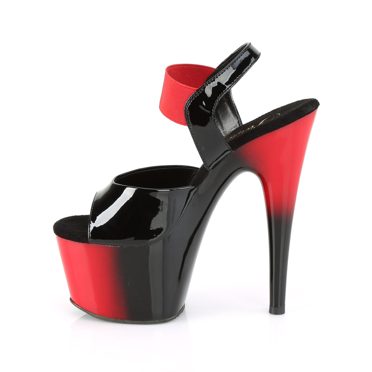Pleaser Womens Sandals ADORE-714BR Blk Pat-Red Elastic Band/Red-Blk