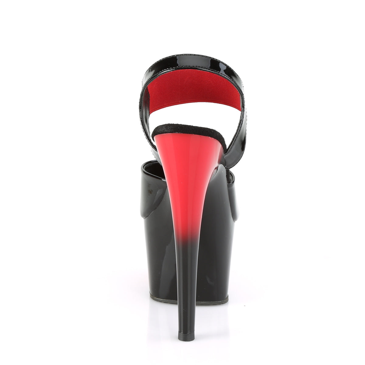 Pleaser Womens Sandals ADORE-714BR Blk Pat-Red Elastic Band/Red-Blk