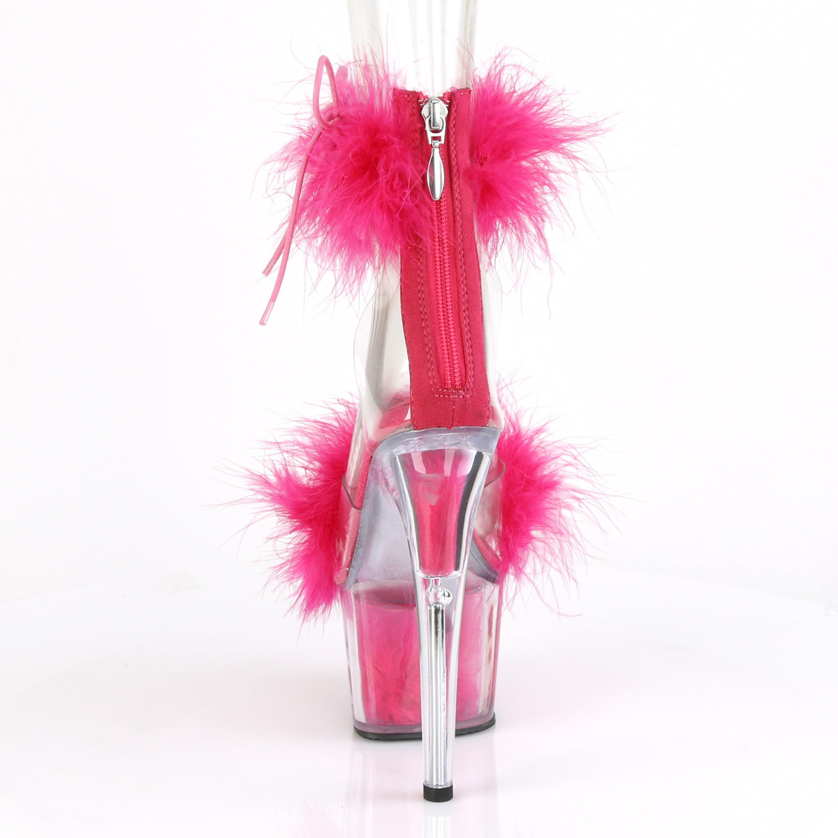 Pleaser Womens Sandals ADORE-724F Clr-H. Pink Fur/H. Pink Fur