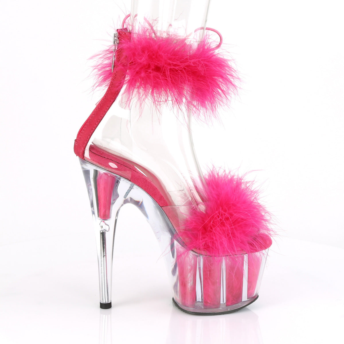 Pleaser Women's Platform Shoes ADORE-724F Clr-H. Pink Fur/H. Pink Fur