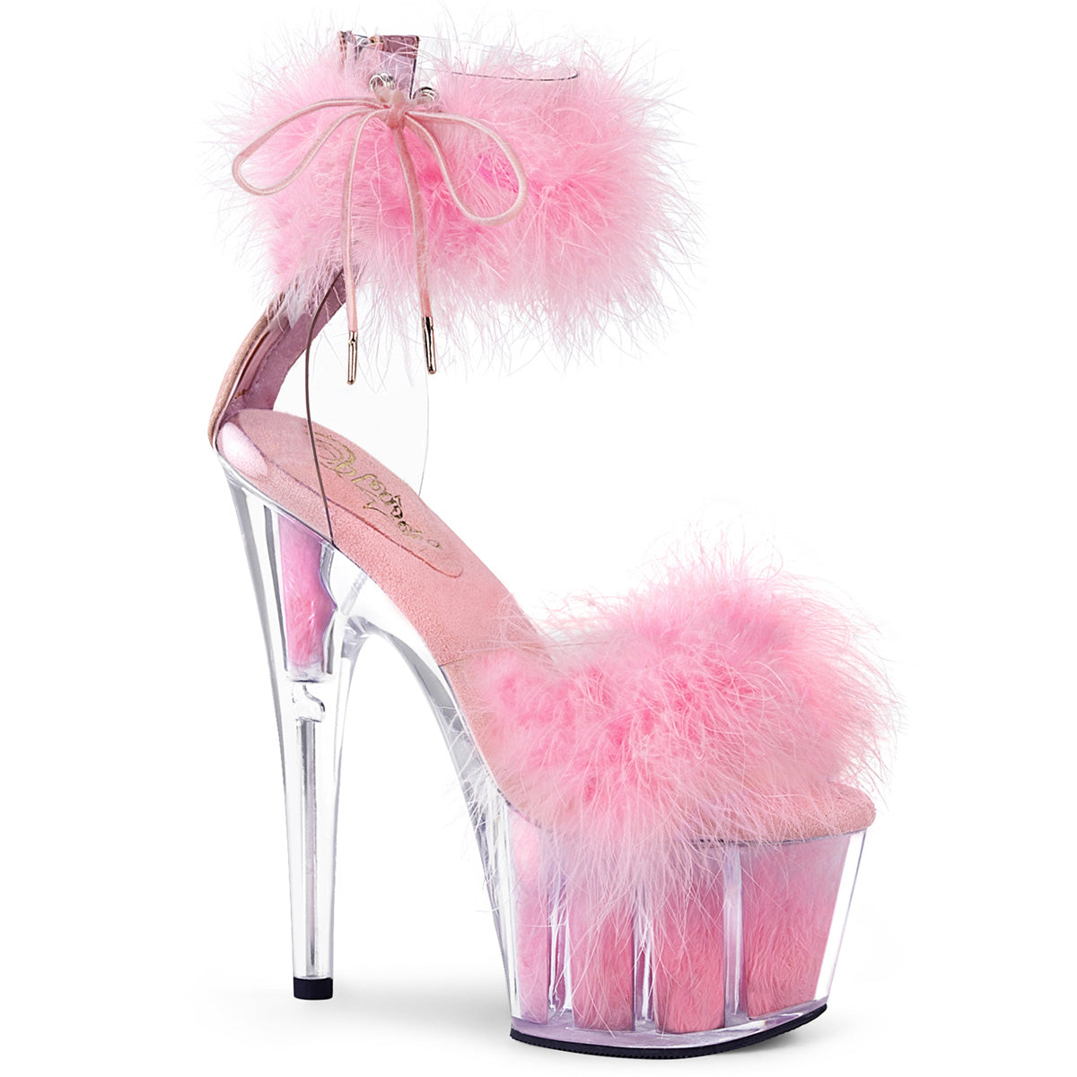 Pleaser Damen Sandalen ADORE-724f CLR-B. Rosa Fell / b. Rosa-Fur