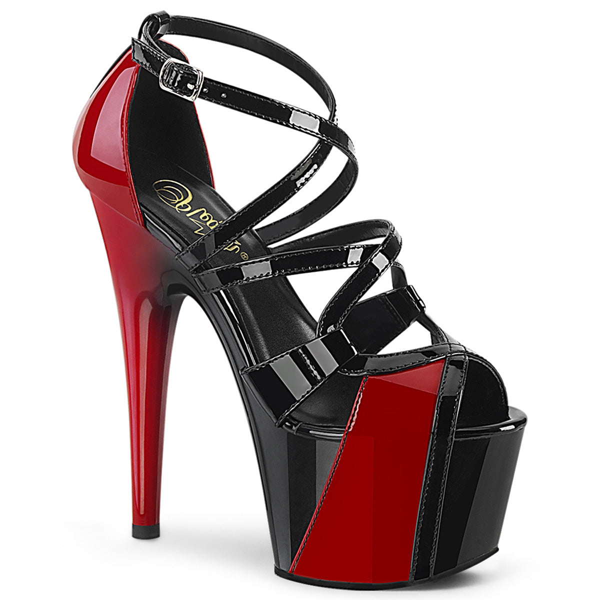Pleaser Damen Sandalen ADORE-764 BLK-Red Pat / BLK-rot
