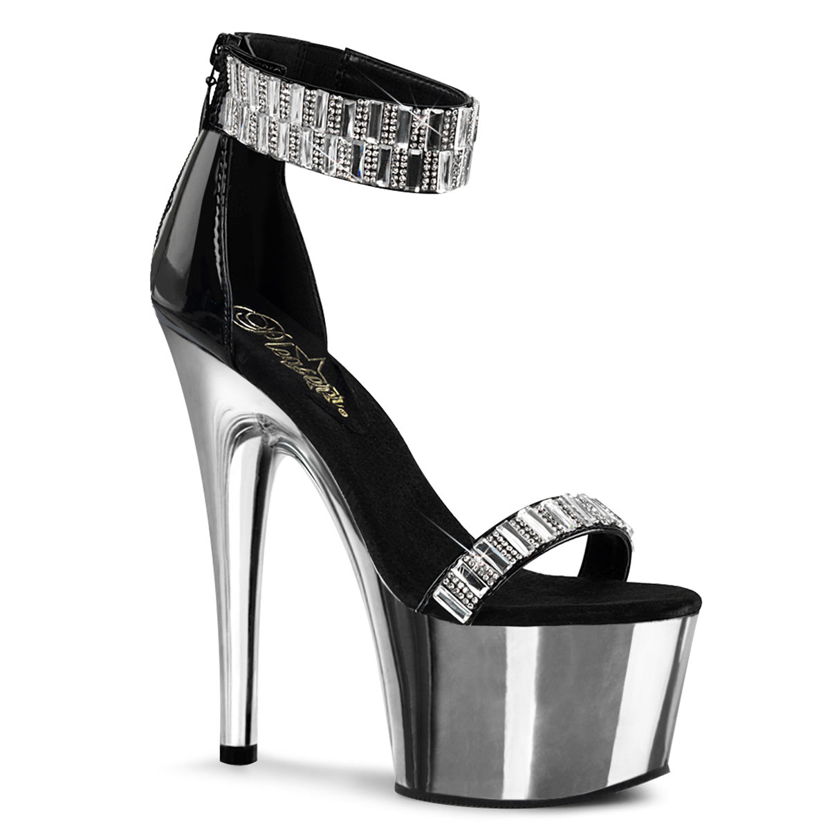 Pleaser Damen Sandalen ADORE-769rs BLK / SLV Chrome