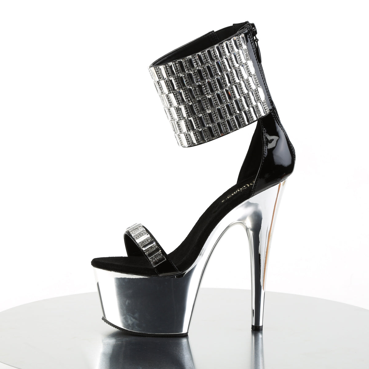 Pleaser Damen Sandalen ADORE-789rs BLK / SLV Chrome