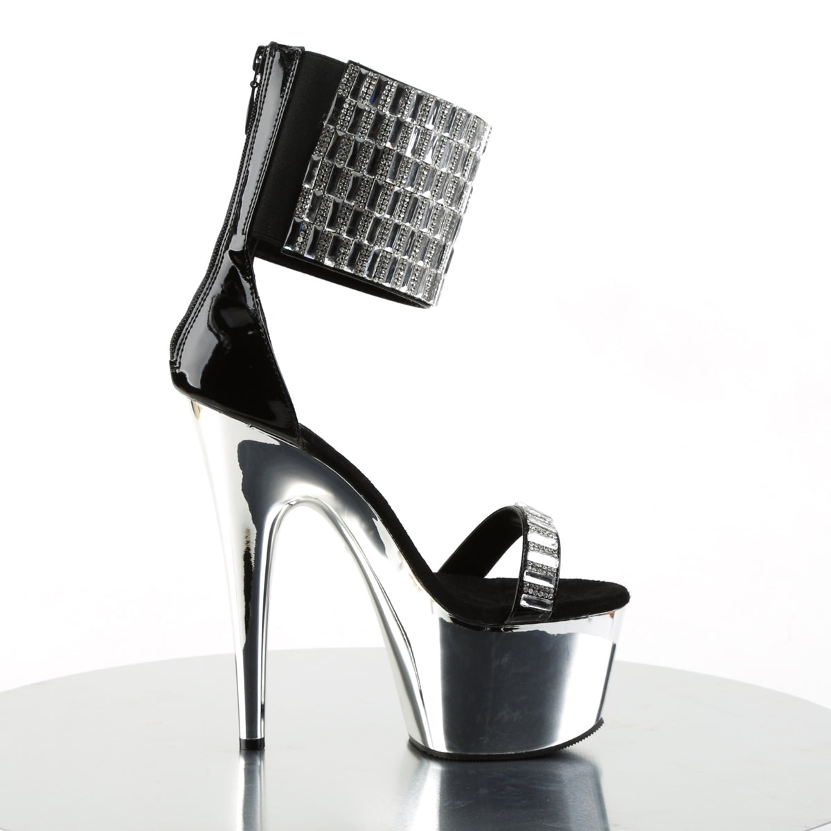 Pleaser Damen Sandalen ADORE-789rs BLK / SLV Chrome