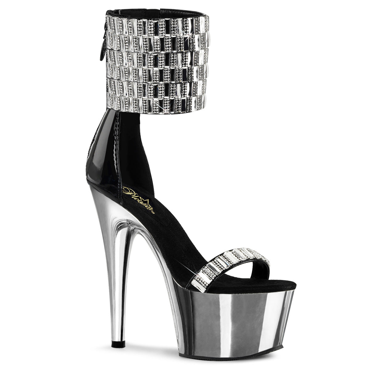 Pleaser Damen Sandalen ADORE-789rs BLK / SLV Chrome