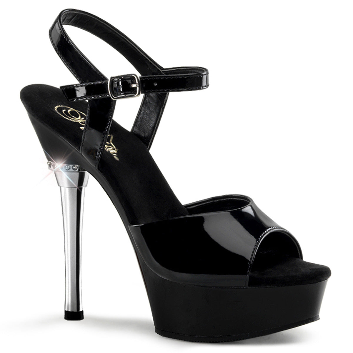 Pleaser Damen Sandalen ALLURE-609 BLK Pat / BLK