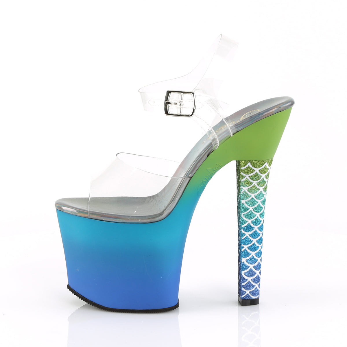 Pleaser Damen Sandalen ARIEL-708OMBRE Clr/Grün-Blau Ombre