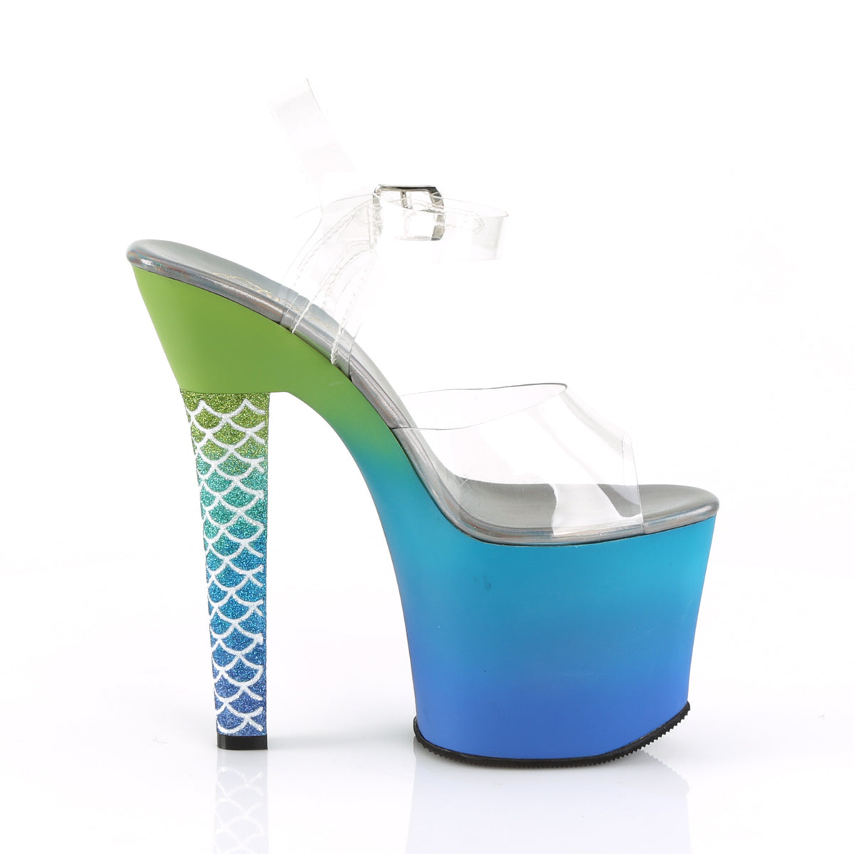 Pleaser Damen Sandalen ARIEL-708OMBRE Clr/Grün-Blau Ombre