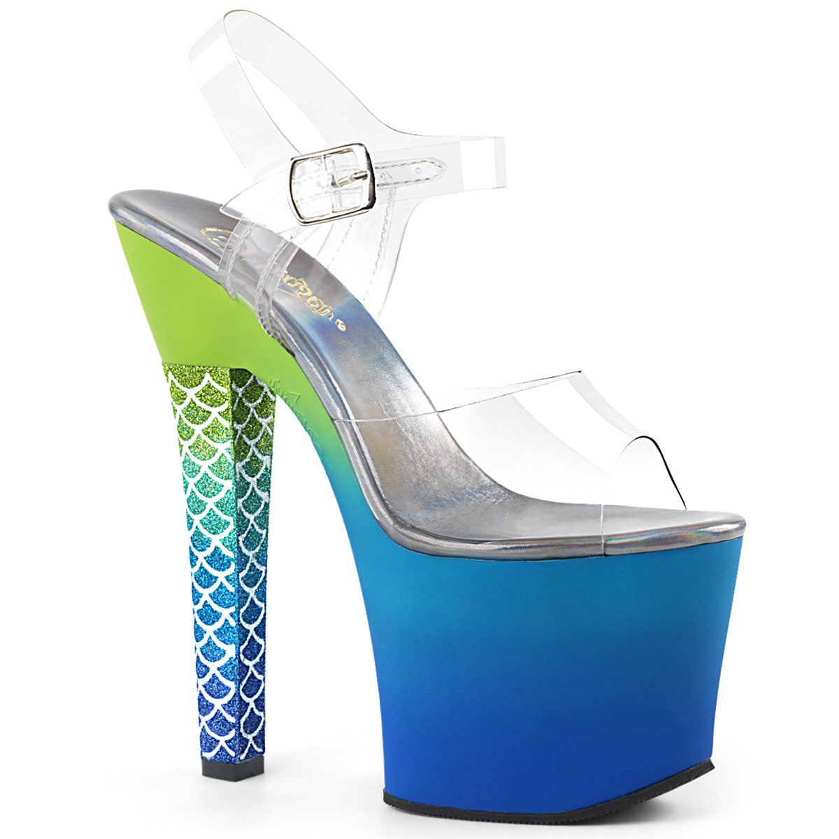 Pleaser Damen Sandalen ARIEL-708OMBRE Clr/Grün-Blau Ombre