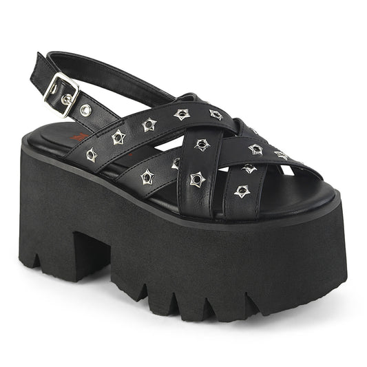 DemoniaCult  Sandalen ASHES-12 BLK Vegan Leder