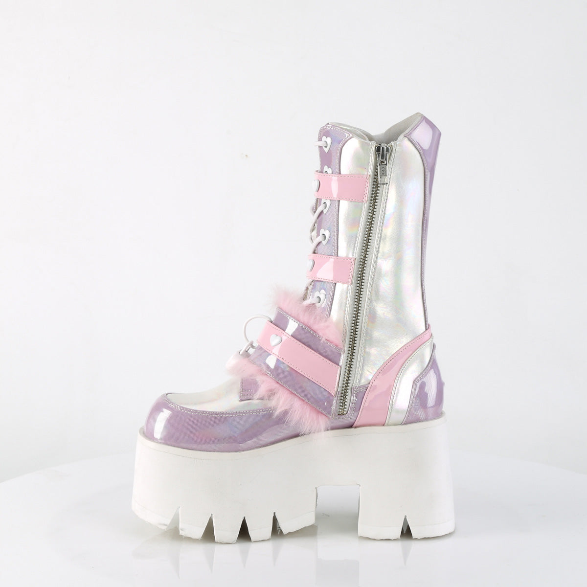 DemoniaCult Stiefel ASHES-120 B.Pink-Lavender Holographic Pat