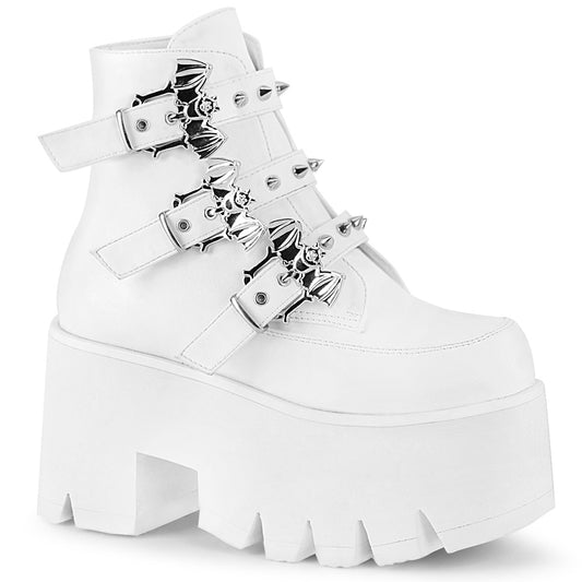 DemoniaCult Damenknöchelstiefel ASHES-55 wht veganes Leder