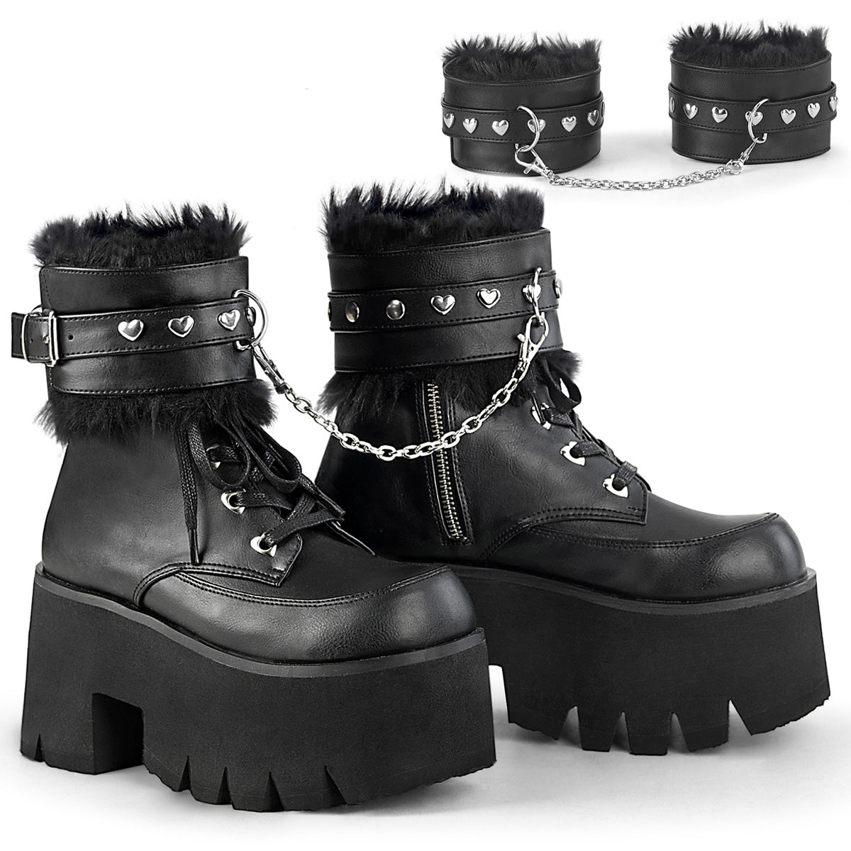 DemoniaCult Damenknöchelstiefel ASHES-57 BLK Vegan Leder