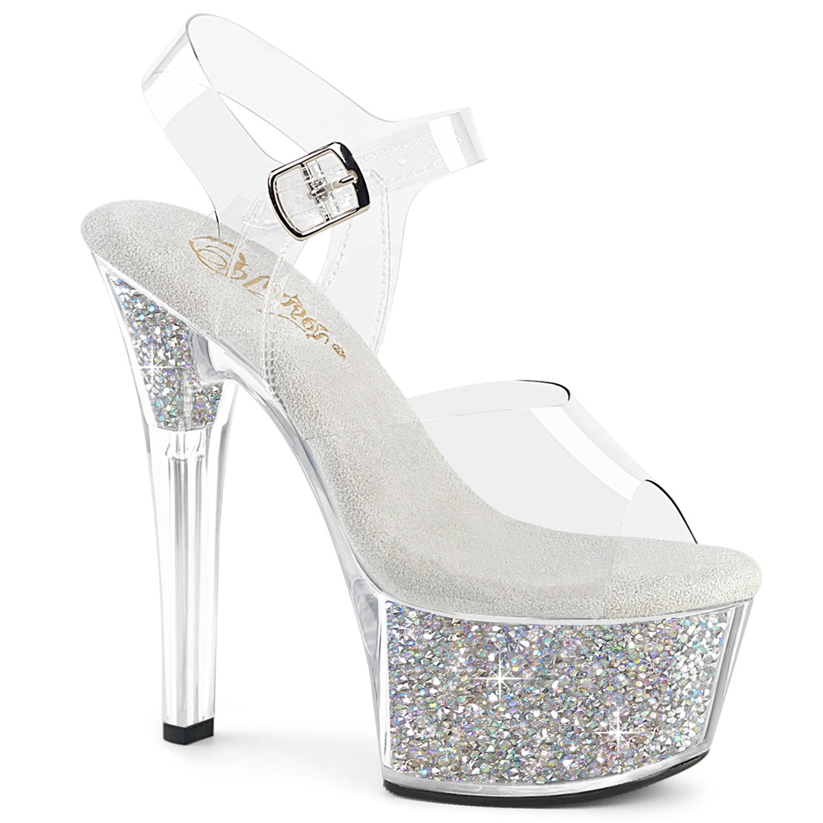 Pleaser Women's Platform Shoes ASPIRE-608RSI Clr/Clr-Slv AB RS