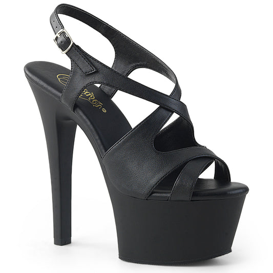 Pleaser Damen Sandalen ASPIRE-630 BLK Faux Leder / BLK Matte