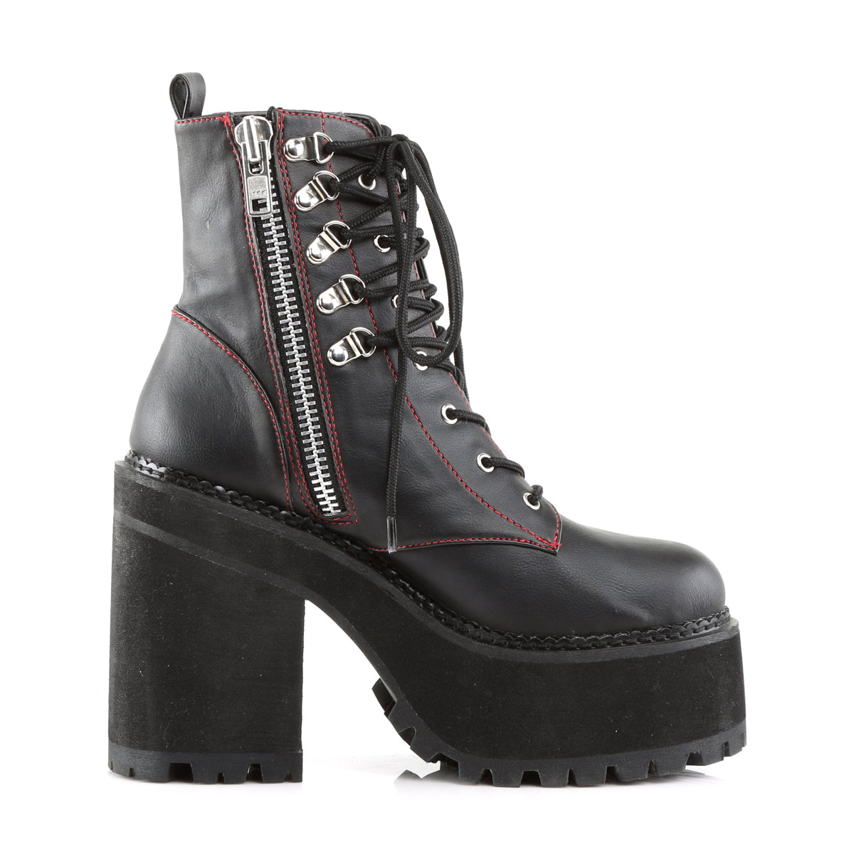 DemoniaCult Damenknöchelstiefel ASSAULT-100 BLK Vegan Leder