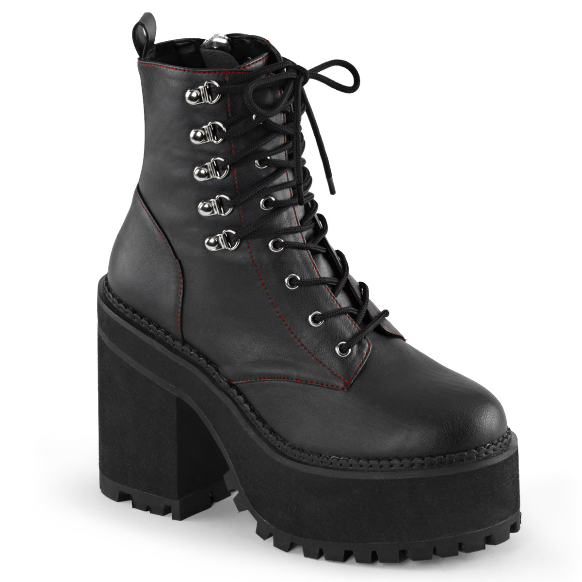 DemoniaCult Damenknöchelstiefel ASSAULT-100 BLK Vegan Leder