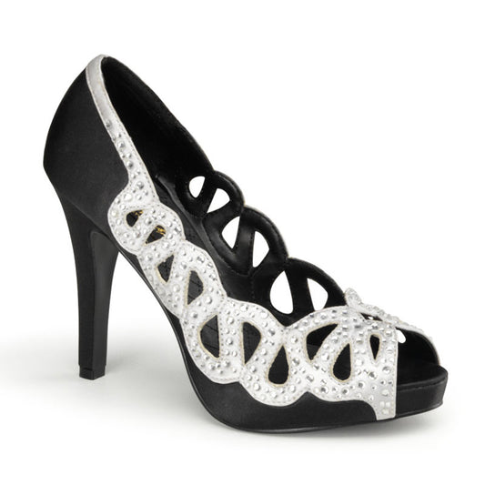 Pin Up Couture Frauenpumpen AVA-12 blk-silber satin